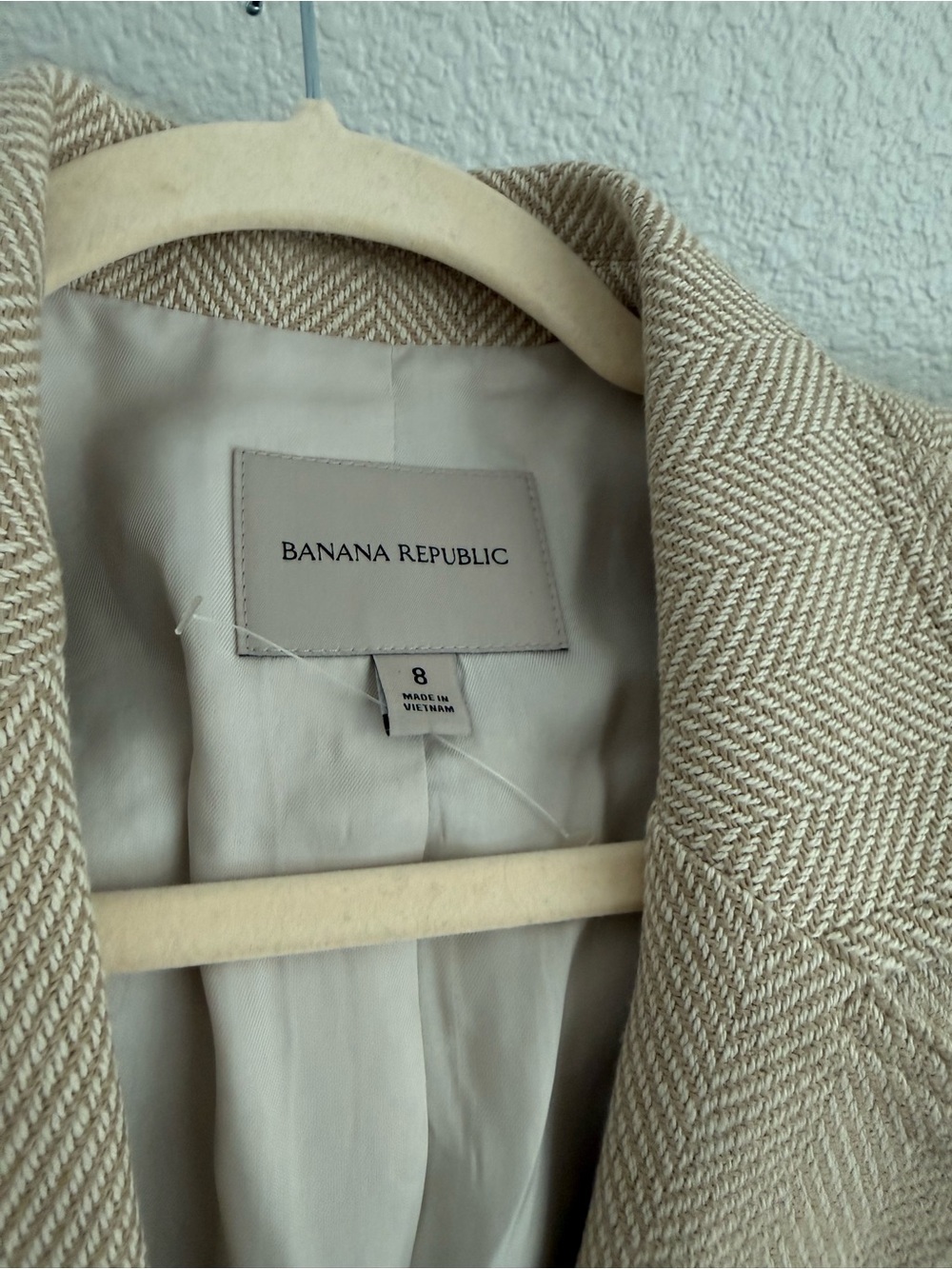 NWT Banana Republic Cream Herringbone Tie-Waist Blazer 8 - Picture 4 of 7